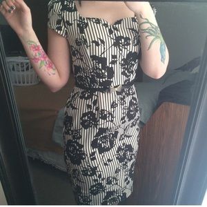 Black and White Floral Print Dress